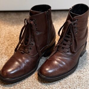GuidoMaggi Luxury Men's Italian Brown Leather Height Increasing Boots Size 7